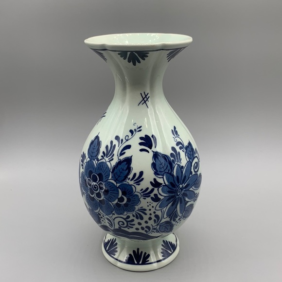Vintage 1972 Blauw Delft Distel Hand-painted Vase Made in Holland - Picture 1 of 6
